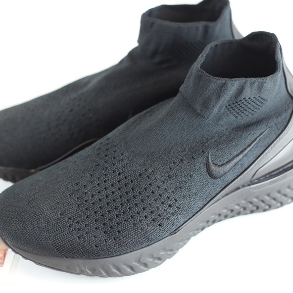 nike rise react flyknit black mens